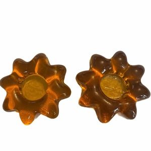 Vintage Amber tea light candle holders. Pair